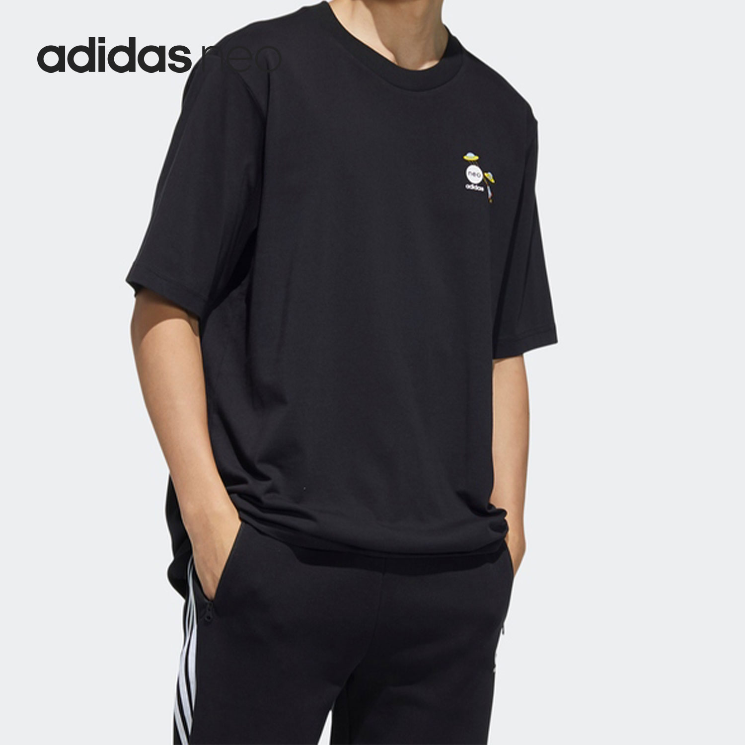 Adidas/阿迪达斯正品neo男女同款透气运动休闲短袖T恤 HC9748