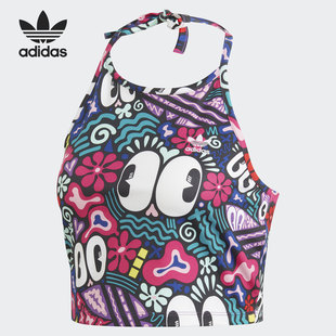 T恤 三叶草印花图案女子系带背心无袖 DV2660 阿迪达斯正品 Adidas