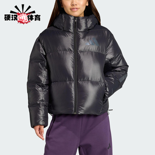 Adidas/阿迪达斯正品冬季女士短款蓬松保暖连帽日常羽绒服JL6907