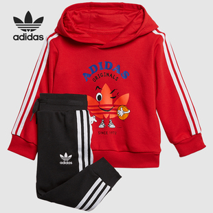 Adidas/阿迪达斯正品三叶草婴童连帽卫衣卫裤运动套装 GD2843