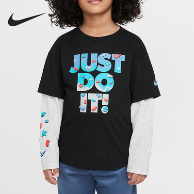 Nike/耐克正品春季新款小童针织图案假两件式长袖IB8172-010