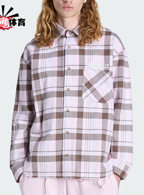 Adidas/阿迪达斯正品三叶草男士休闲翻领网格运动长袖衬衫KG6452