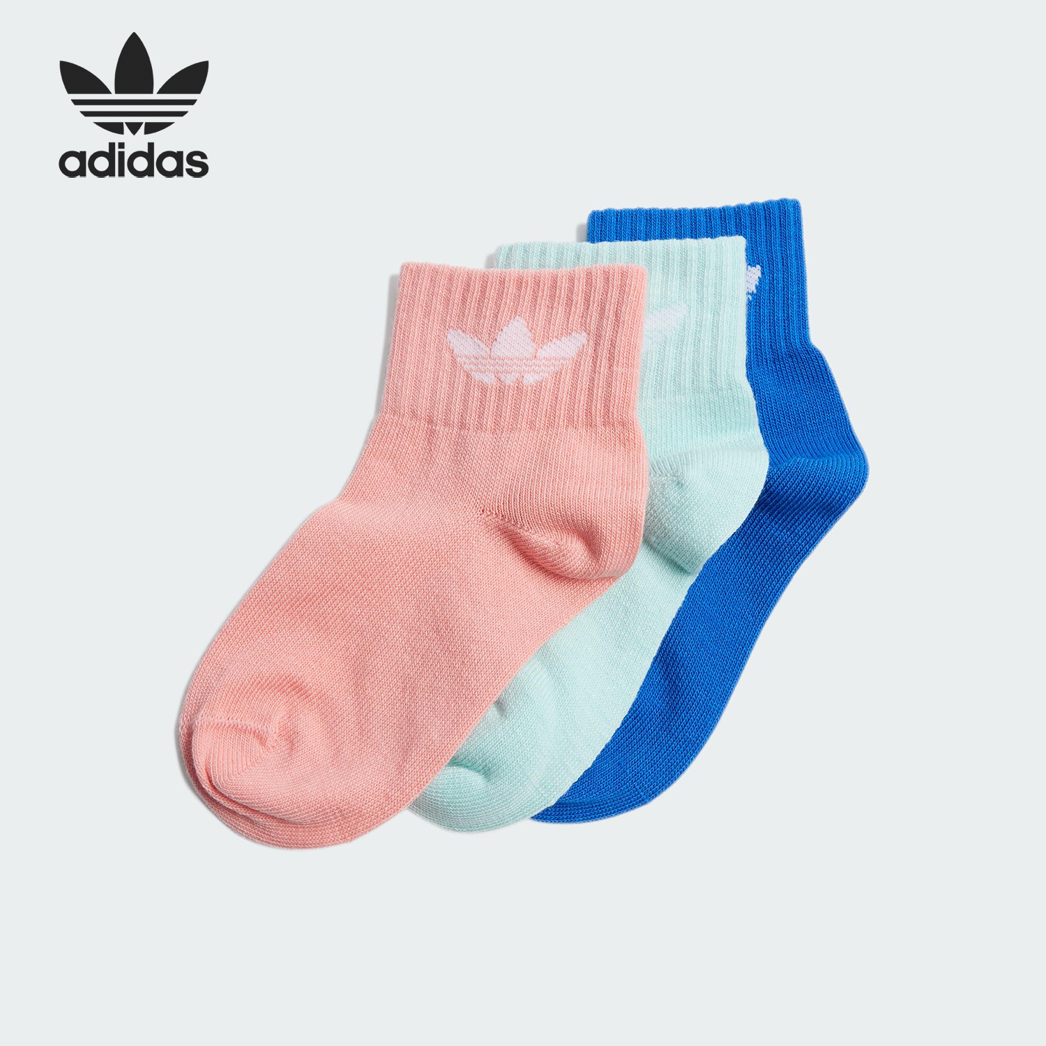 Adidas/阿迪达斯正品三叶草儿童休闲透气运动袜三双装JJ1993