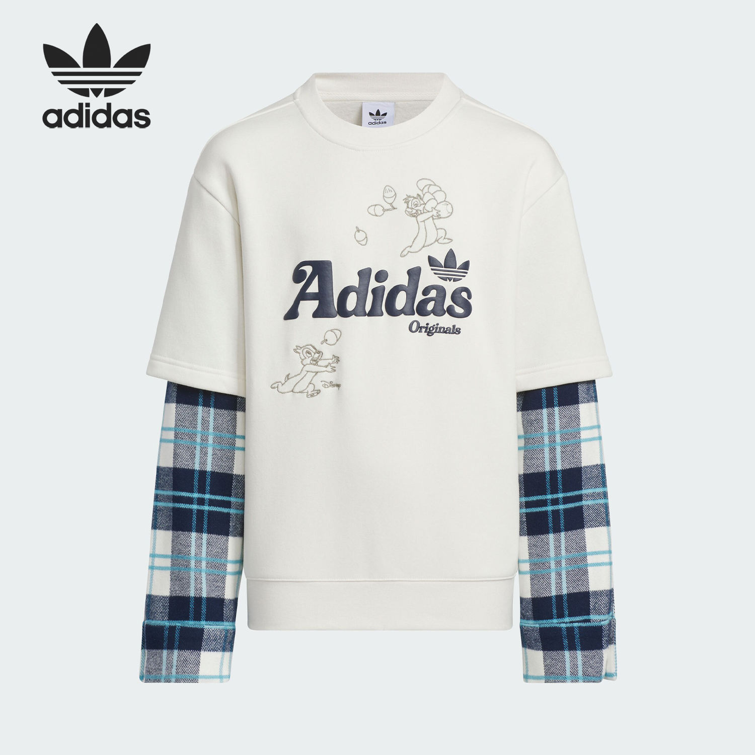 Adidas/阿迪达斯正品三叶草大童运动时尚拼接套头卫衣JC6812