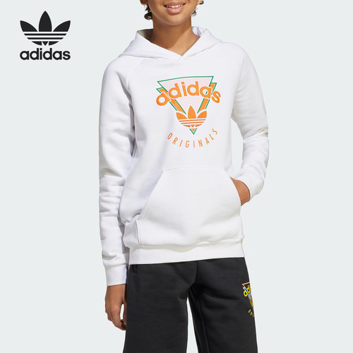 Adidas/阿迪达斯正品三叶草大童针织连帽休闲耐穿卫衣JC5863