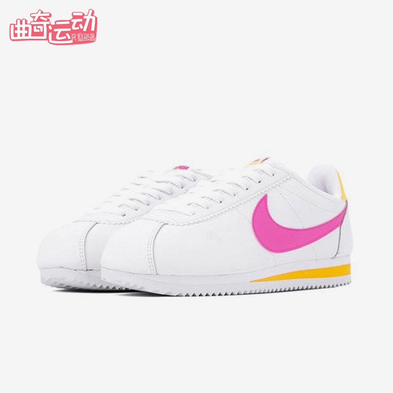 Nike/耐克正品CORTEZ阿甘新款女白黄色复古经典跑步鞋807471-112