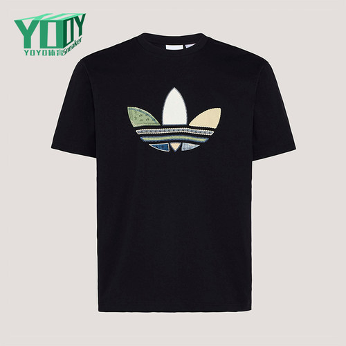 Adidas/阿迪达斯正品三叶草男士松弛感宽松经典日常印花T恤KW5671