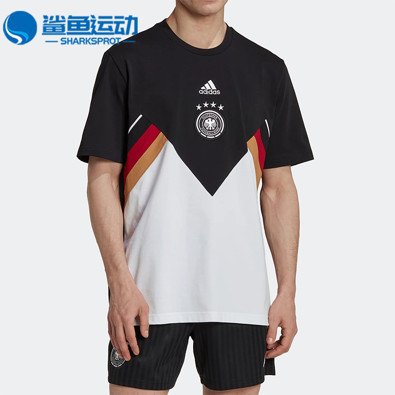 Adidas/阿迪达斯正品德国队复古足球运动男子透气短袖T恤 HC1410