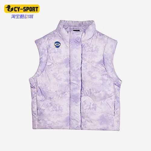 Skechers/斯凯奇正品冬季新款女童休闲保暖立领梭织羽绒马甲