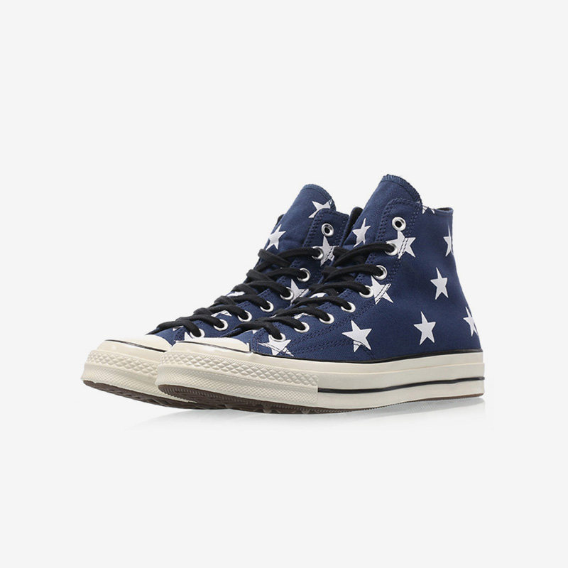Converse匡威 1970S海蓝色五角星星印花高帮男女帆布鞋 163409C
