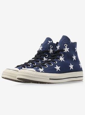 Converse匡威 1970S海蓝色五角星星印花高帮男女帆布鞋 163409C