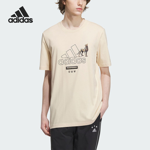 Adidas/阿迪达斯正品新款男士时尚印花圆领休闲短袖IK3501