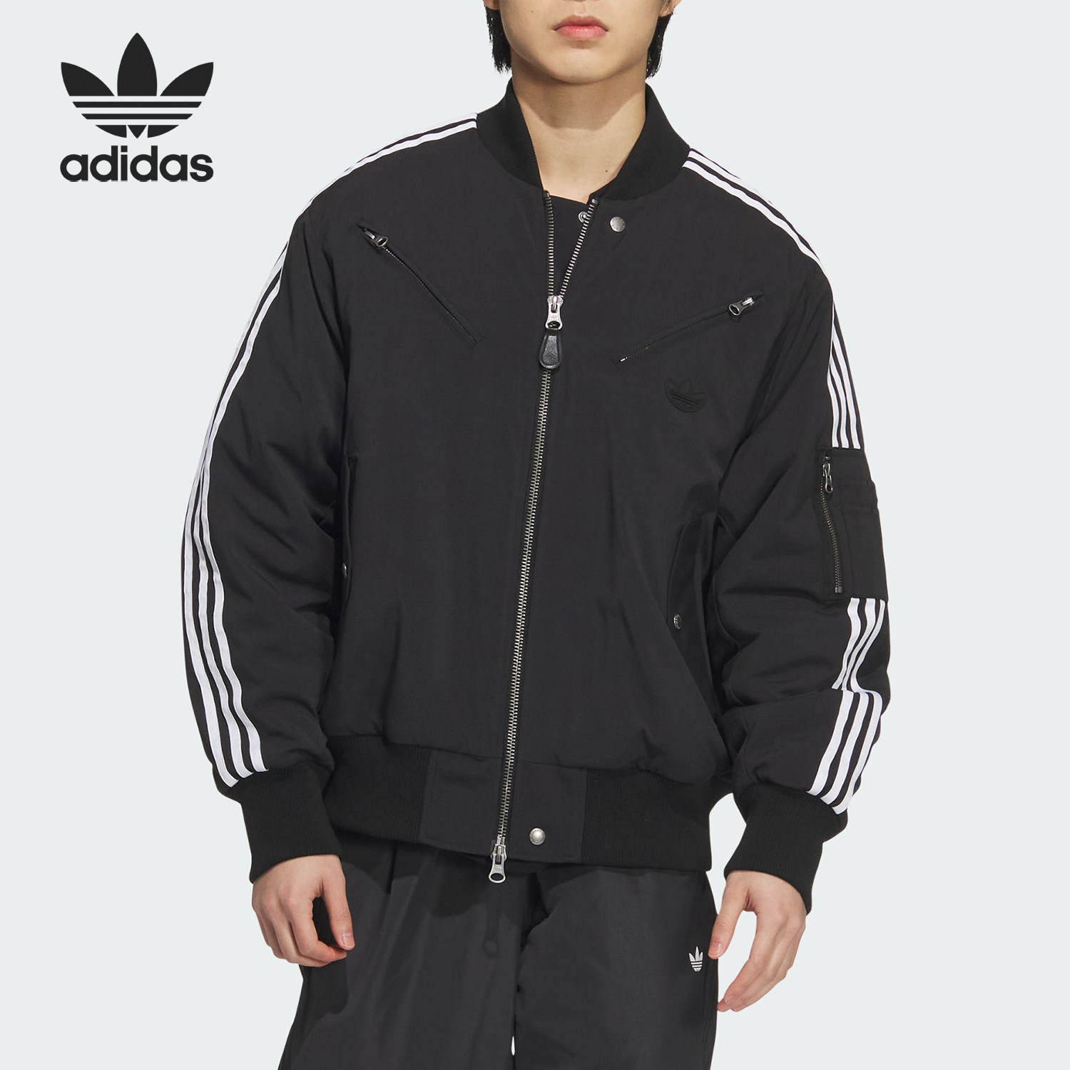 Adidas/阿迪达斯正品三叶草男士宽松三条纹休闲外套JD3743