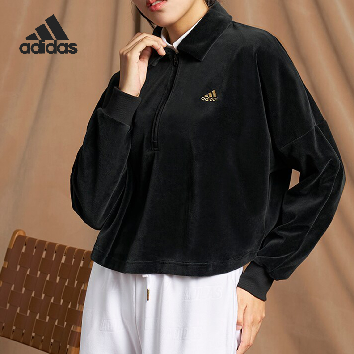 Adidas/阿迪达斯女士翻领卫衣