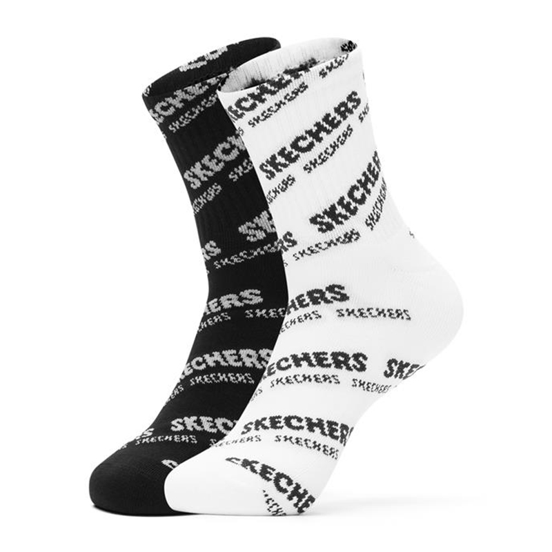 Skechers/斯凯奇正品时尚撞色LOGO休闲运动袜男子中筒袜两对装