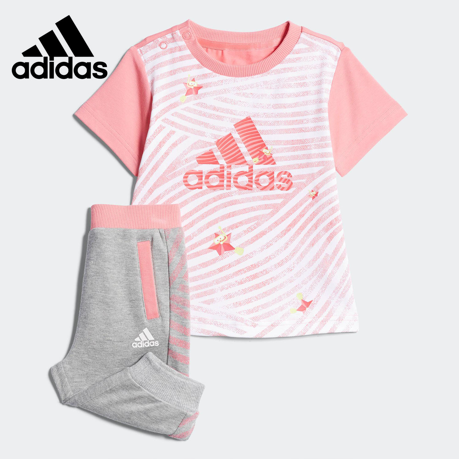 Adidas/阿迪达斯正品I N F TEE 34 SET夏季男女童休闲童装 CX3478