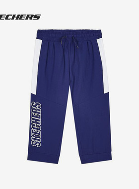 Skechers/斯凯奇正品休闲宽松跑步运动裤男童针织七分裤 L221B141