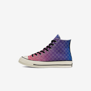 Converse匡威1970S新款男女笑脸印花粉紫渐变高帮帆布鞋 167635C