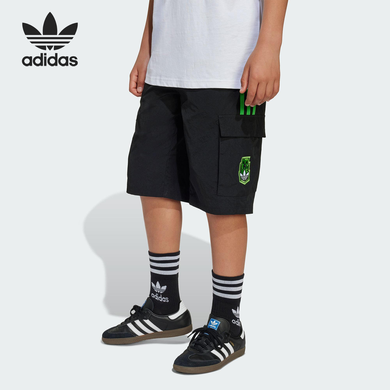 Adidas/阿迪达斯正品夏季三叶草大童宽松工装口袋短裤KD9832