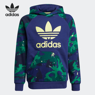 Adidas/阿迪达斯正品三叶草大童印花连帽休闲运动卫衣 H20312