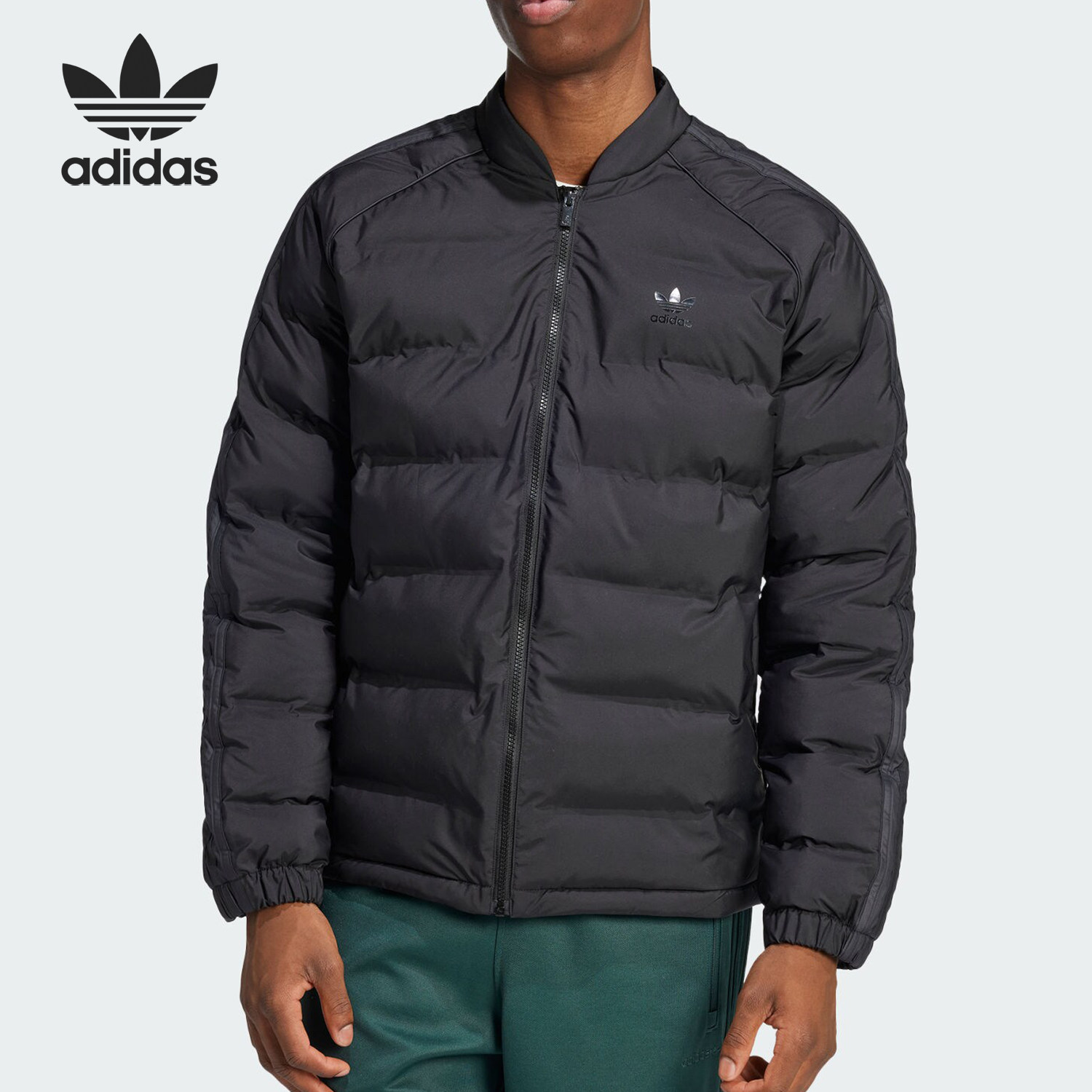 Adidas/阿迪达斯正品三叶草男士经典保暖运动立领棉服IZ1841