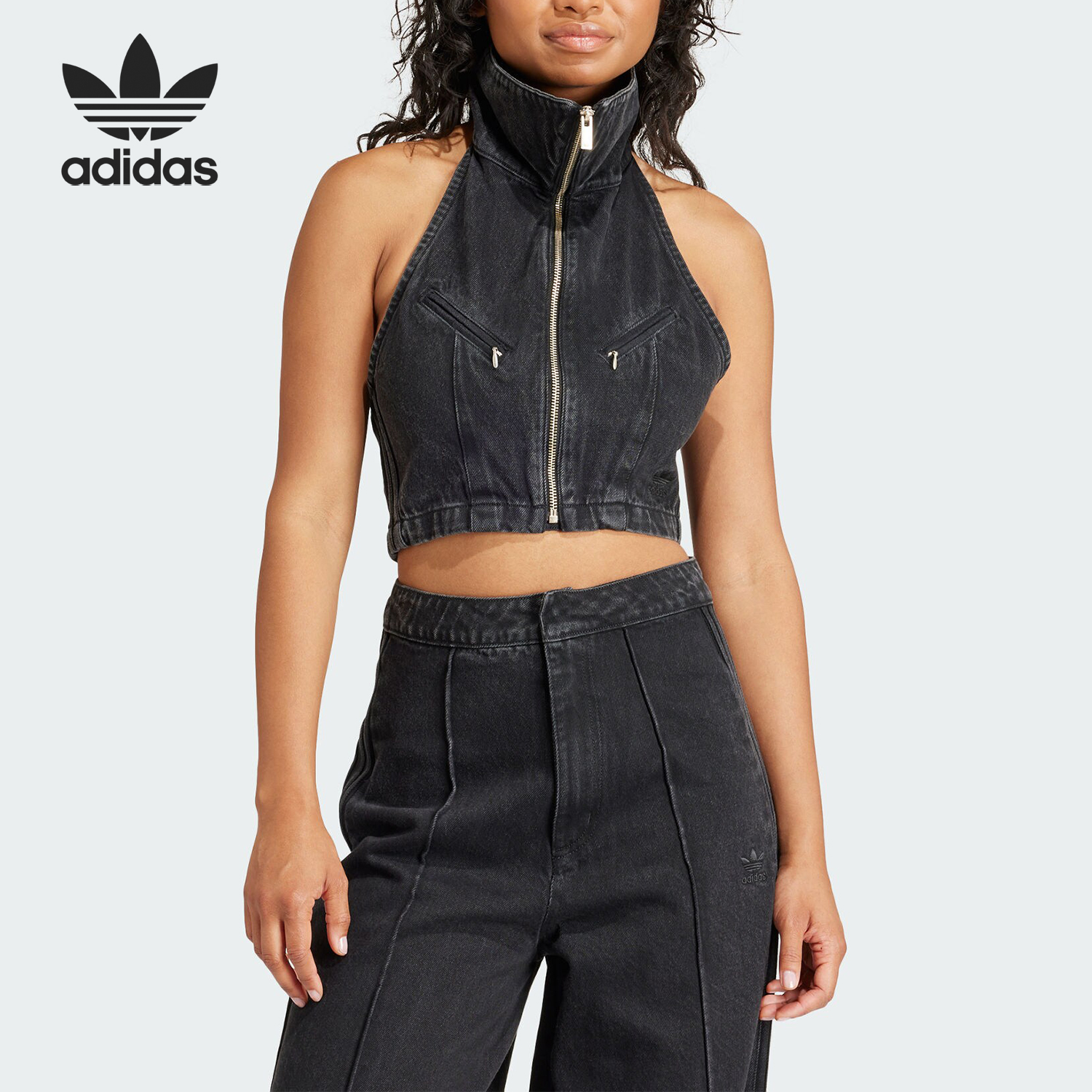 Adidas/阿迪达斯正品三叶草女士运动修身翻领马甲背心IT7270