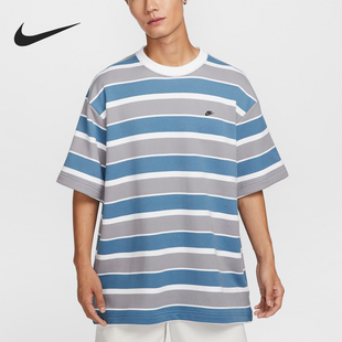 耐克正品 T恤HJ6781 时尚 条纹宽松圆领透气短袖 429 男士 Nike