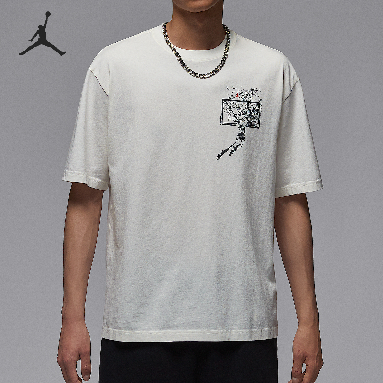 Nike/耐克正品JORDAN男士印花针织透气运动短袖IB3298-133