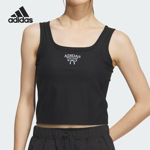 Adidas/阿迪达斯正品2025夏季款女士运动短款二合一背心KE5797