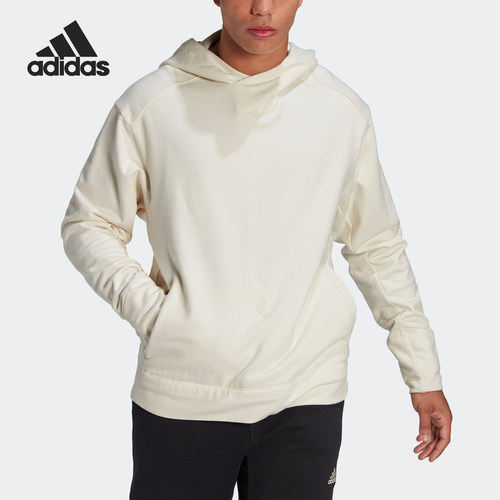 Adidas/阿迪达斯正品 白色休闲连帽长袖卫衣连帽卫衣HR3507