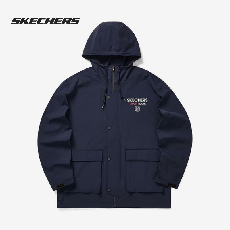 Skechers/斯凯奇正品男子梭织口袋运动休闲连帽运动夹克外套