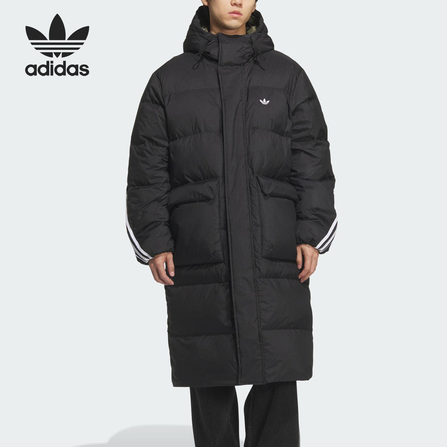 Adidas/阿迪达斯正品三叶草男女保暖长款运动羽绒服KC2564