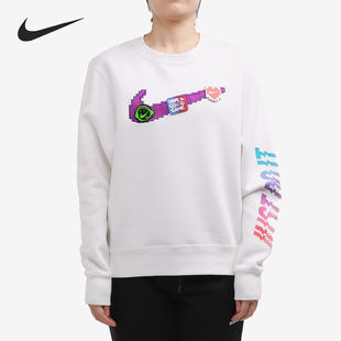 Nike/耐克正品当季新款圆领女子印花大勾J休闲运动卫衣DC3941-010