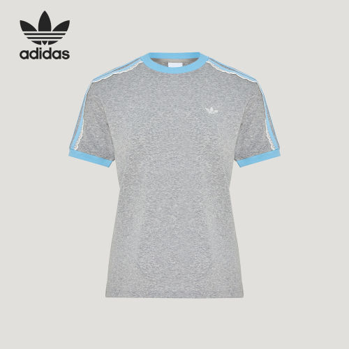 Adidas阿迪达斯正品CALI女蕾丝短袖圆领柔软舒适运动T恤LF2333