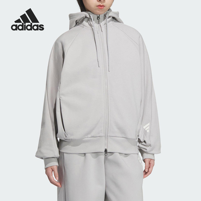 阿迪达斯女士连帽短款休闲外套