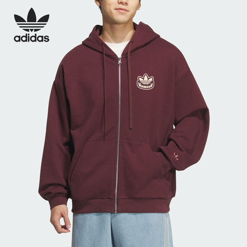 Adidas/阿迪达斯正品三叶草男女连帽运动宽松耐穿外套KG8509