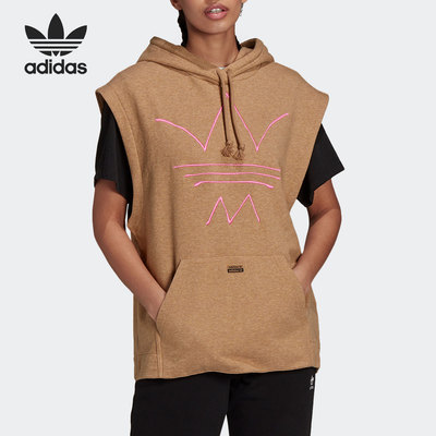 Adidas/阿迪达斯正品当季新款女子三叶草无袖连帽运动卫衣 GN4337