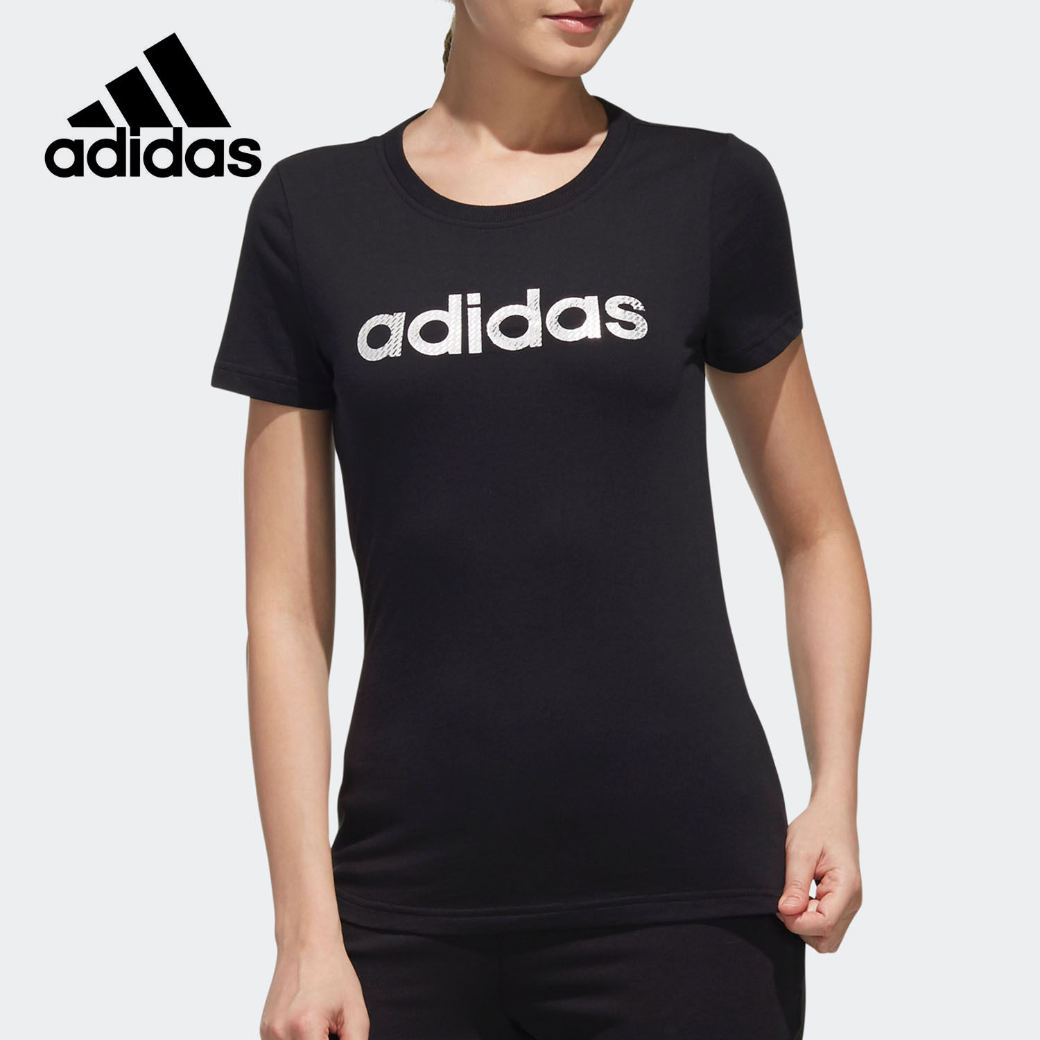 Adidas/阿迪达斯正品女子当季新款GFX T LINEAR圆领短T恤 DY8697