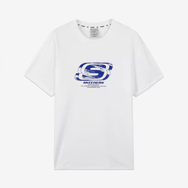 Skechers/斯凯奇正品夏季休闲针织圆领男女运动短袖T恤