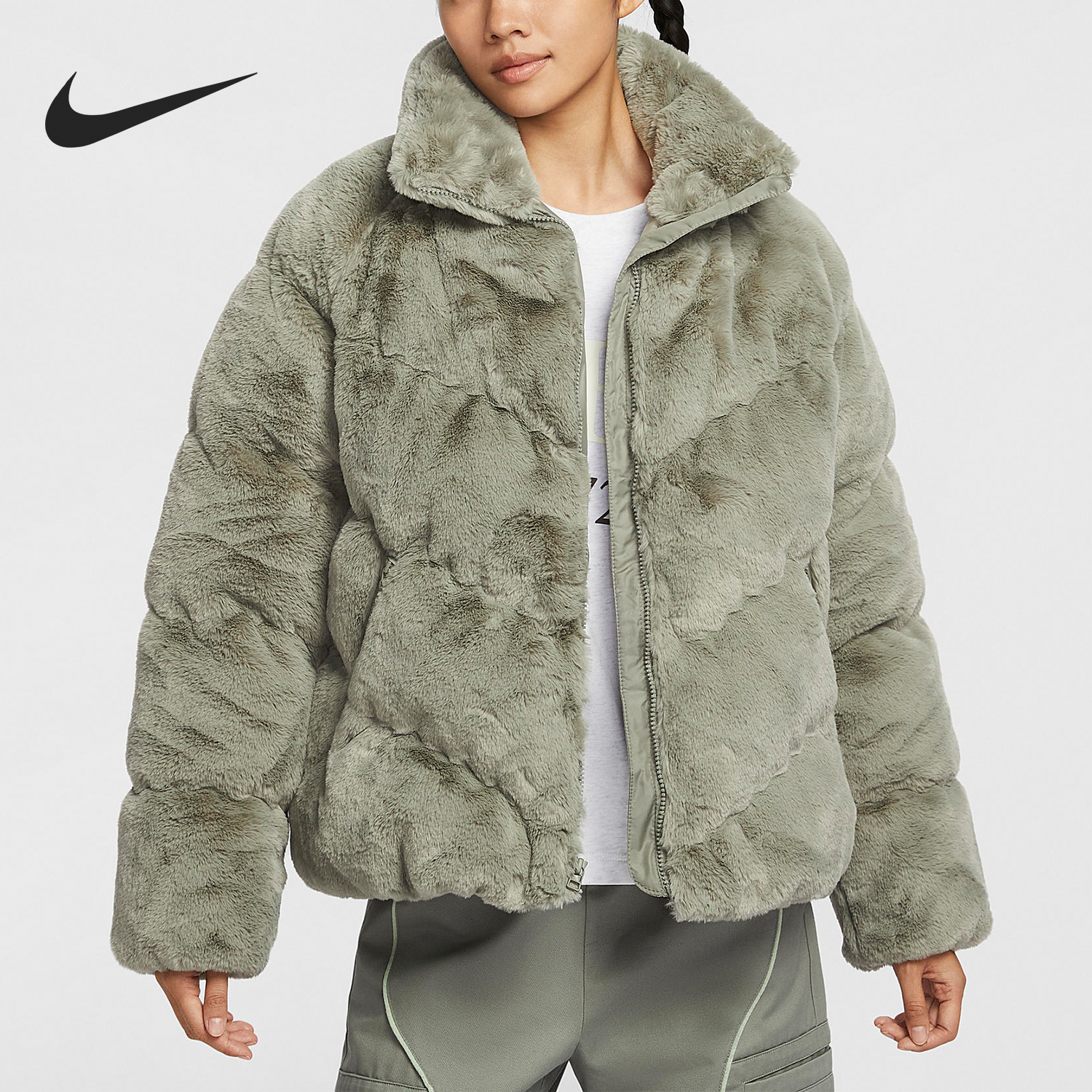 Nike/耐克正品2024新款女士立领时尚保暖柔软棉服FV8006-320