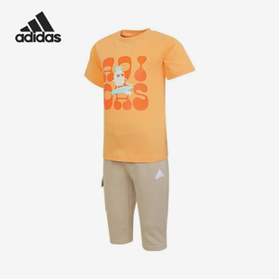 Adidas/阿迪达斯正品新款婴童针织圆领短袖短裤套装IT1809