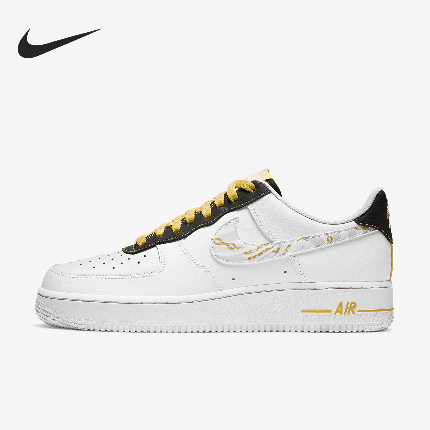 Nike/耐克官方正品Air Force 1黑白金男子运动休闲鞋DH5284-100