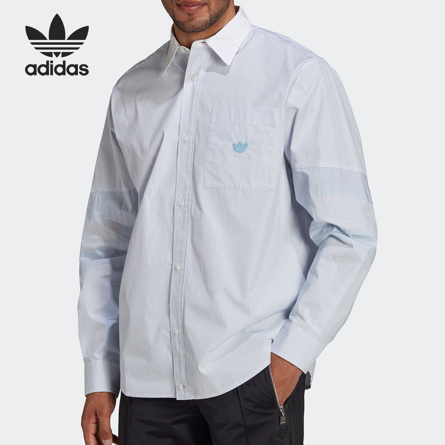 Adidas/阿迪达斯正品三叶草男子舒适运动长袖衬衫T恤 HD4799