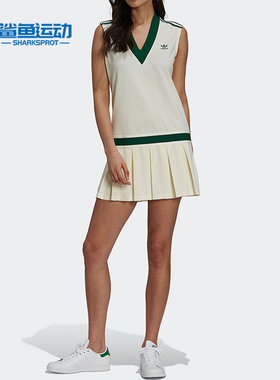 Adidas/阿迪达斯正品三叶草女子夏季无袖V领运动连衣裙H56443