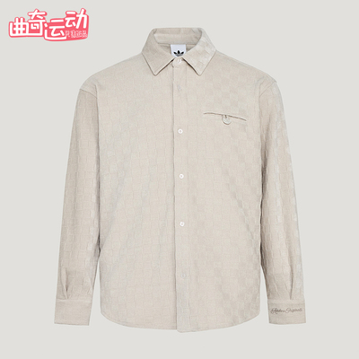 Adidas/阿迪达斯正品三叶草男士时尚经典翻领休闲长袖衬衫KU5614