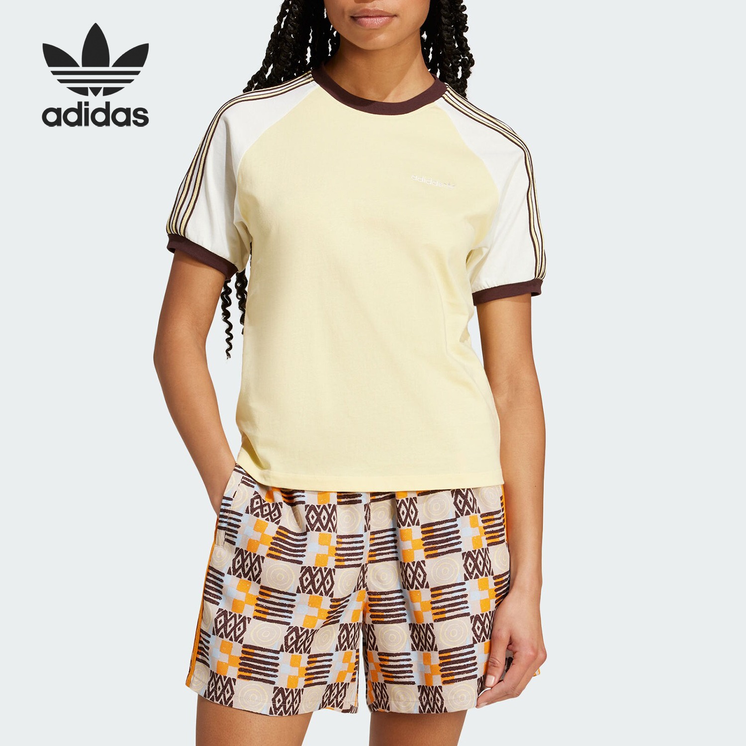 Adidas/阿迪达斯正品三叶草女士复古休闲圆领运动T恤JD5762