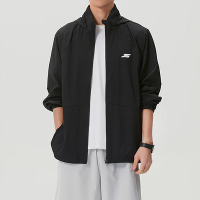 Skechers斯凯奇正品男女拉链防风连帽户外运动夹克P224U048-03K8