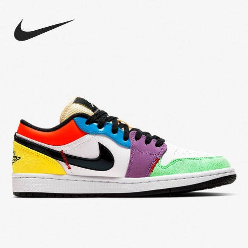 Nike/耐克正品Air Jordan 1 Mid AJ1多彩拼接低帮篮球鞋CZ3572