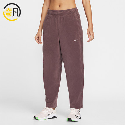 Nike/耐克正品2025冬季款女士休闲中腰摇粒绒刺绣长裤HV3708-502