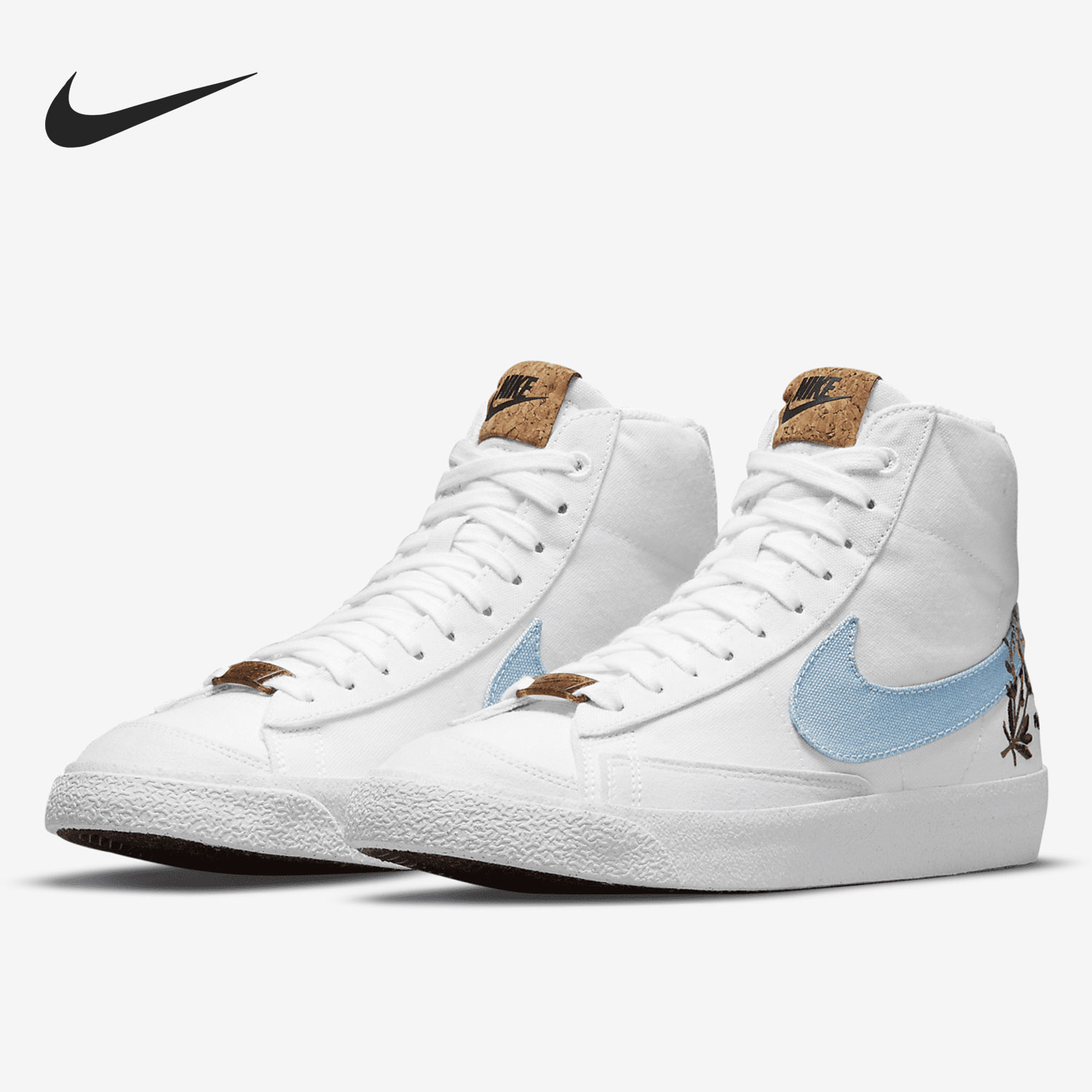 Nike/耐克正品Blazer Mid 77 GS刺绣花卉大童休闲鞋 DC8246-100